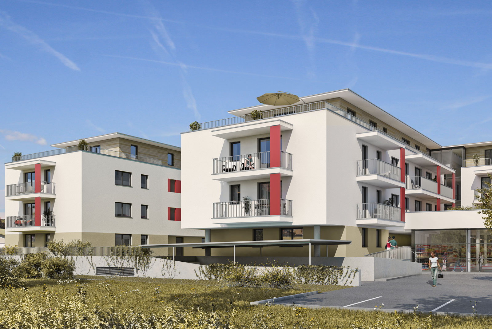 Wohnhaus in Grödig mit Spar und Apotheke von Jürgen MATZER Architekten